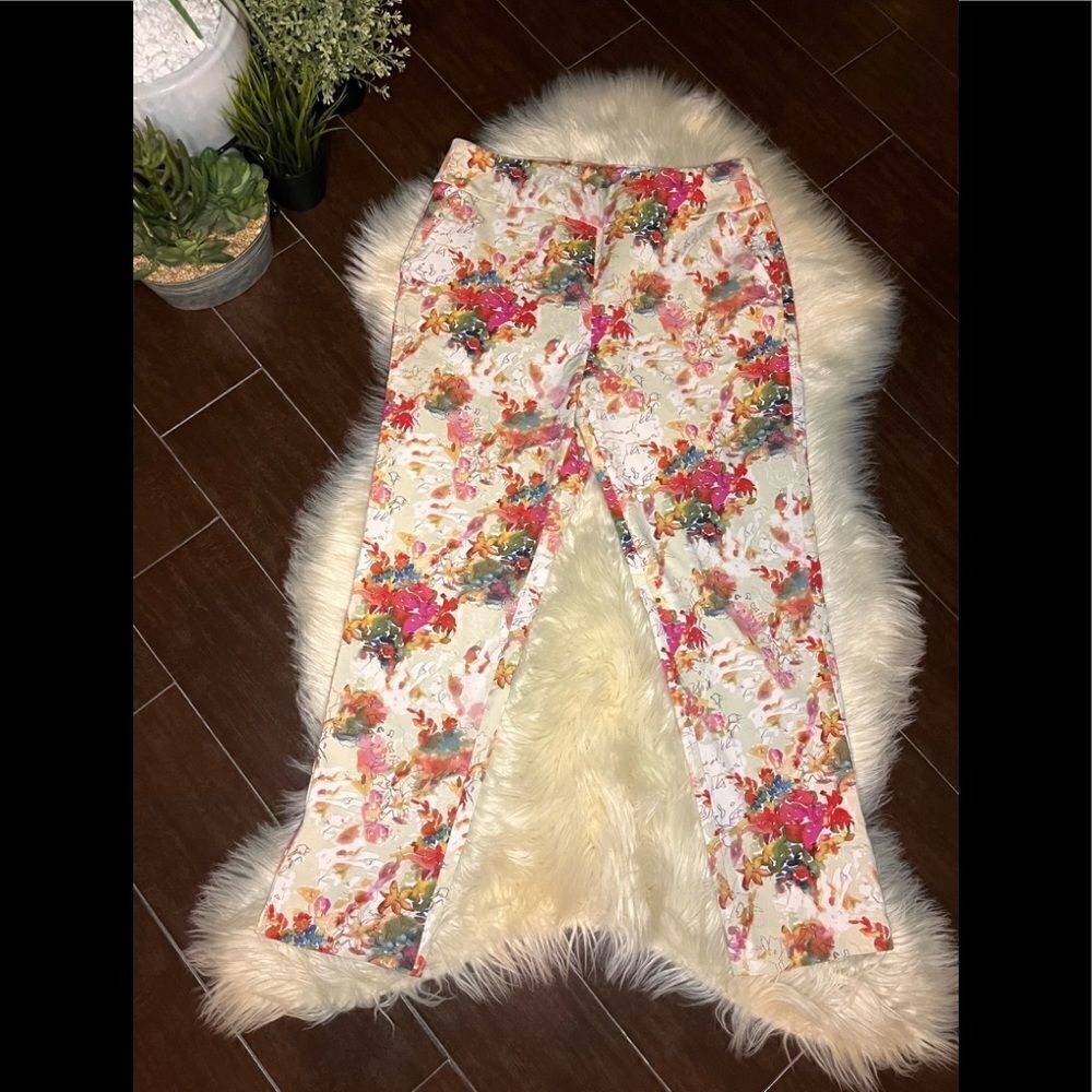 Soft Surroundings floral cropped ankle pants sz large